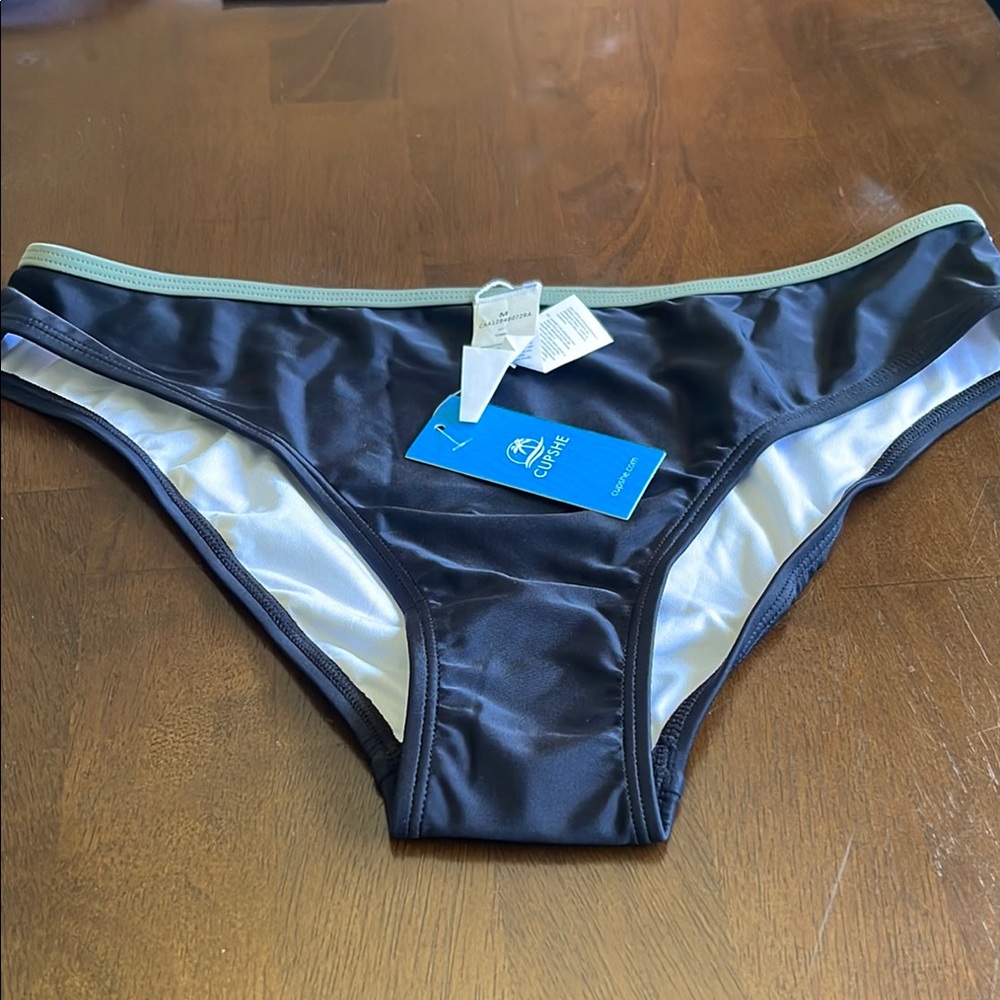 NWT Cupshe Olive and Black Bikini Bottom, size medium.